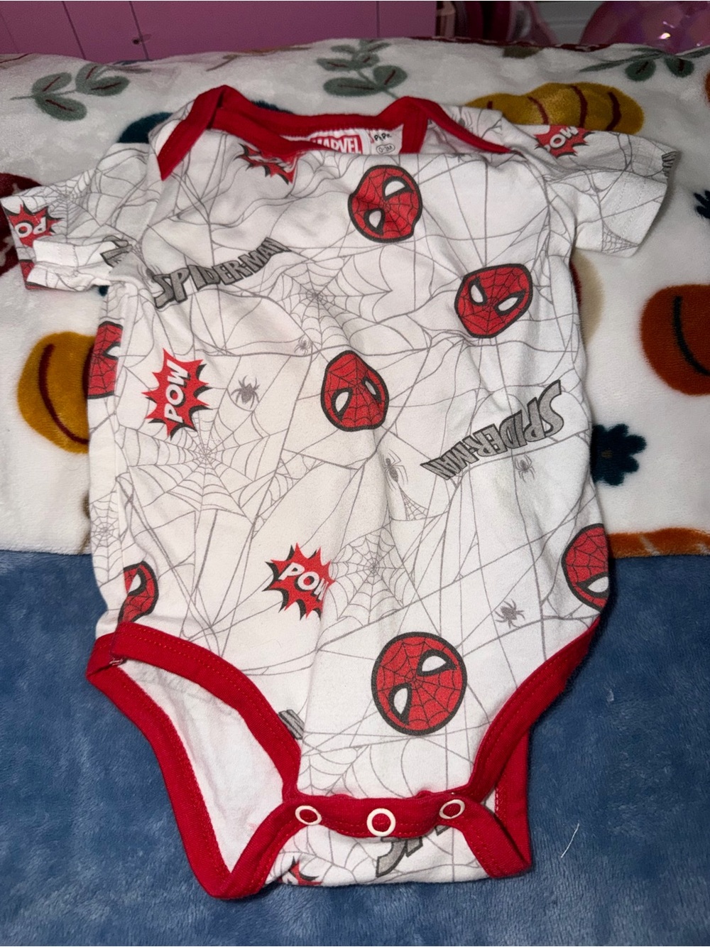 Marvel Red & White Spider-Man Graphic Baby One-Piece